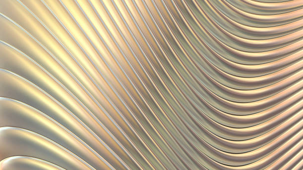 istock Abstract background, 3d iridescence and shimmering gold wavy stripes pattern, interesting striped metallic golden wallpaper. 2185083614
