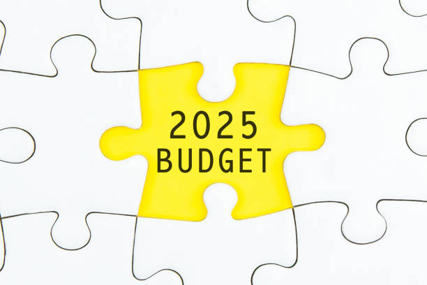 istock 2025 BUDGET word on a jigsaw puzzle background. 2185086916