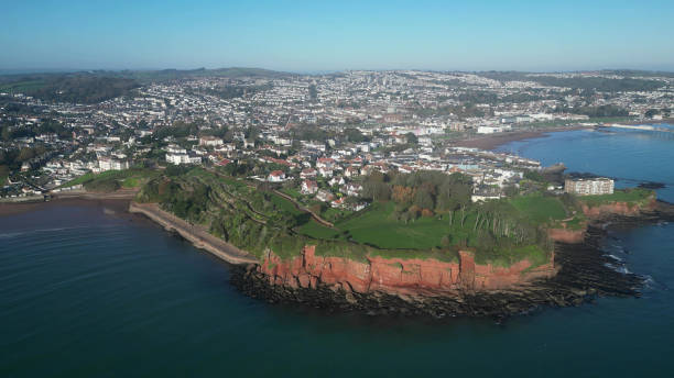 istock Roundham Head, Torbay, South Devon, England: DRONE VIEW: Roundham Head, Goodrington Sands, the town of Paignton and Paignton Pier 2185089534