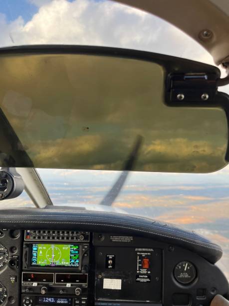 istock Cockpit View in Flight - Navigational Instruments and Scenic Horizon 2185090414