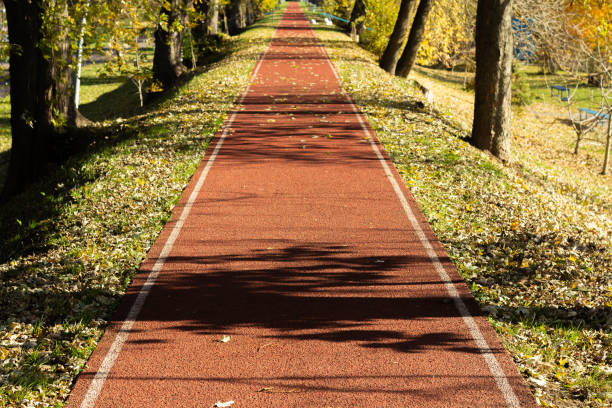 istock Jogging track. Located on the coast. Special surface laid 2185090799