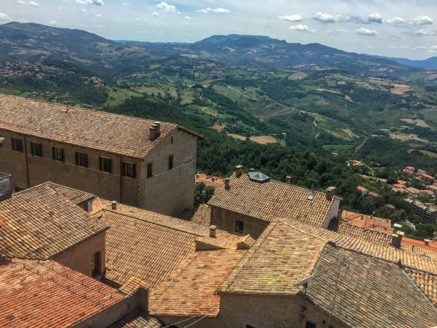 istock Elevated View of San Marino's Red Brick Roofs 2185093253