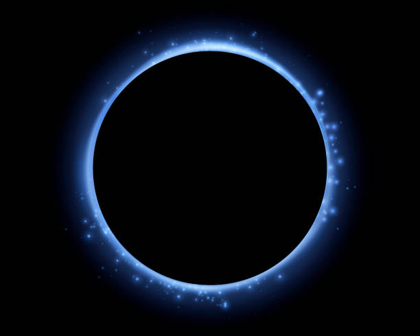 istock Blue magic ring with glowing. Neon realistic energy flare halo ring. Abstract light effect on a black background. Vector illustration. 2185094184