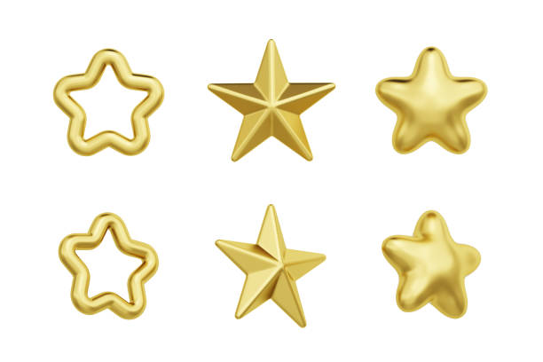 istock 3 style cute 3D star shape objects in gold luxury on a white background. Rating star or ranking concept. Object with clipping path. 3D illustration. 2185094342