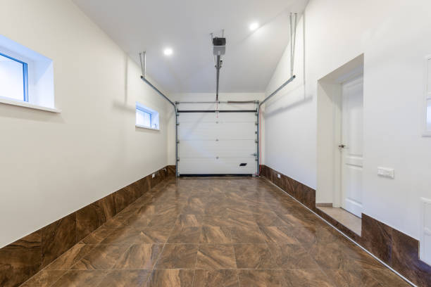 istock Panorama frame Garage. Outdoor Doors, Winndows, Tiled Floor. Home. 2185100730