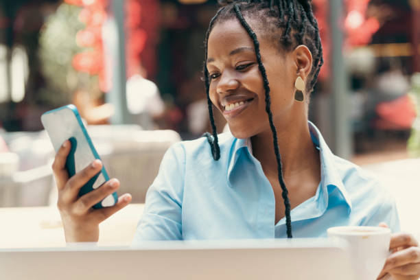 istock Young businesswoman working at a cafe 2185101522
