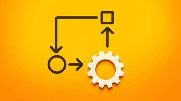 istock Strategy Concept with 3D Gear and Arrows Following a Circular and Square Path – 3D Rendering. 2185102214
