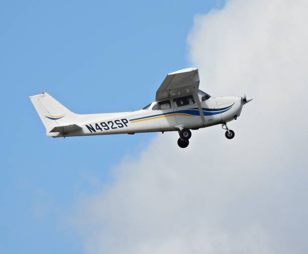 Boca Raton, Palm Beach County, Florida, USA, November 12, 2024. A Cessna 172S fixed wing single engine (4 seats / 1 engine)\nN492SP taking off at the Boca Raton Airport.