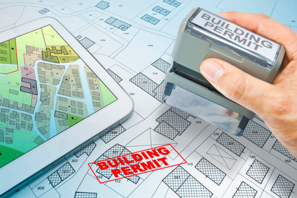Buildings Permit concept with imaginary cadastral on digital tablet - building activity and construction industry with General Urban Plan Buildings Permit concept with imaginary cadastral on digital tablet - building activity and construction industry with General Urban Plan planning zoning stock pictures, royalty-free photos & images