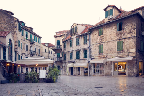 istock Old town square in Split city, Croatia 2185110386