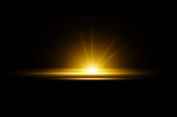 Orange light effect Glowing light bursts with sparkles. Glow light effect set, lens flare, explosion, glitter, line, sun flash, spark and star. Abstract image of lighting flare and white stars. illustration