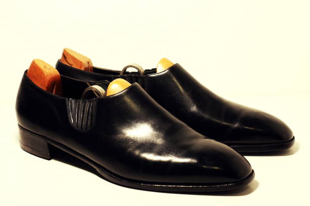 istock Premium Black British Bespoke Shoes with shoetrees 2185122329