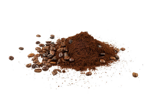 istock coffee powder pulver pile with roasted coffee beans isolated on white 2185123825