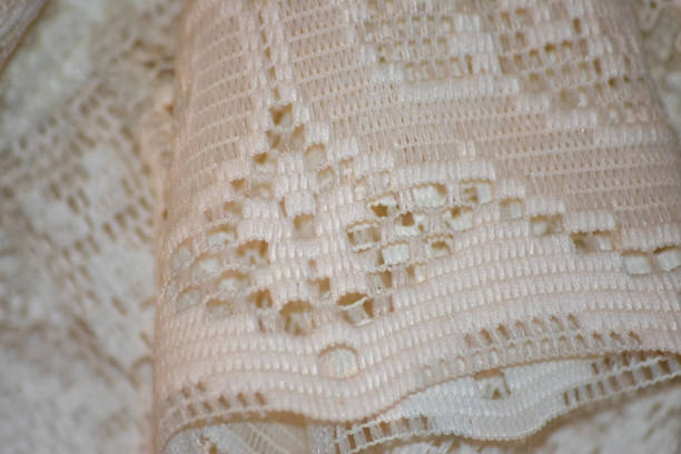 istock Close-Up of Intricate white Lace Fabric Texture Surface 2185124430