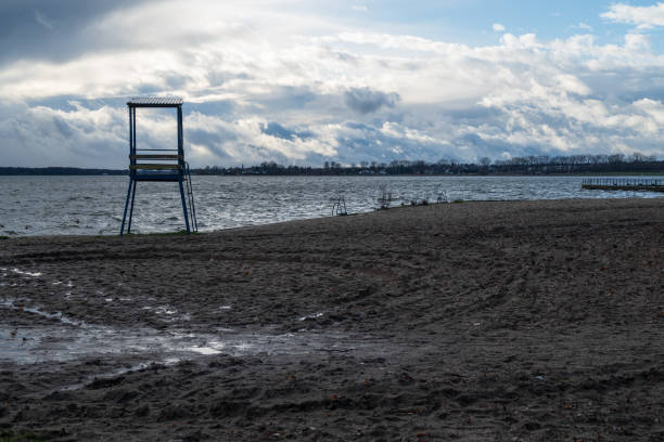 istock Empty beach off season on a cold cloudy winter day 2185128929