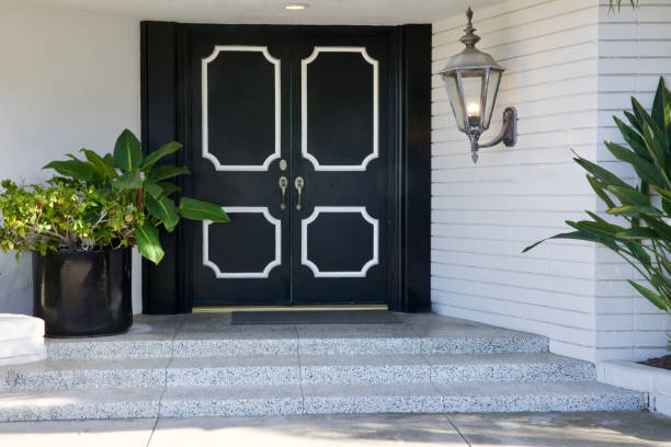istock Black and white double doors 2185129224
