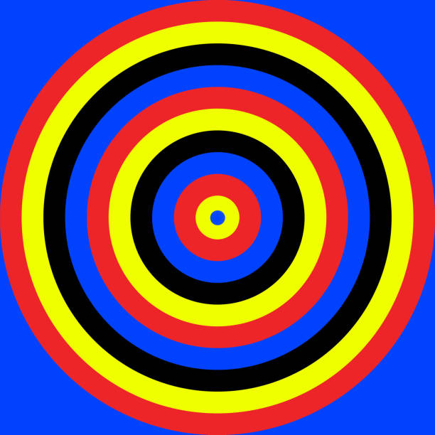 Concentric circles with random colors symbolizing the target or goal with a blue center color