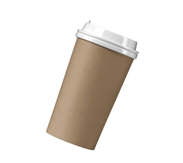 istock Minimalist Blank Kraft Coffee Cup for Takeaway, paper cup, Take-out coffee cup. Isolated on white background, 3d illustration, 3d rendering 2185135869