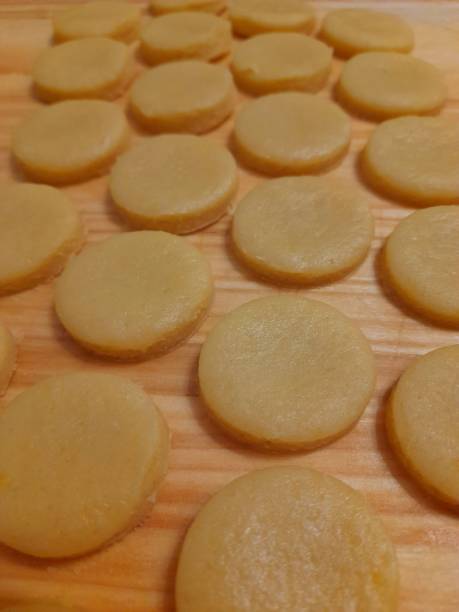 istock Circle shapes from raw biscuit pasta 2185139198