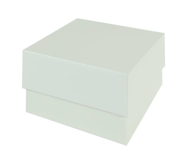 istock Simple blank copy space white cardboard box with lead container funny isolated on background 2185149633