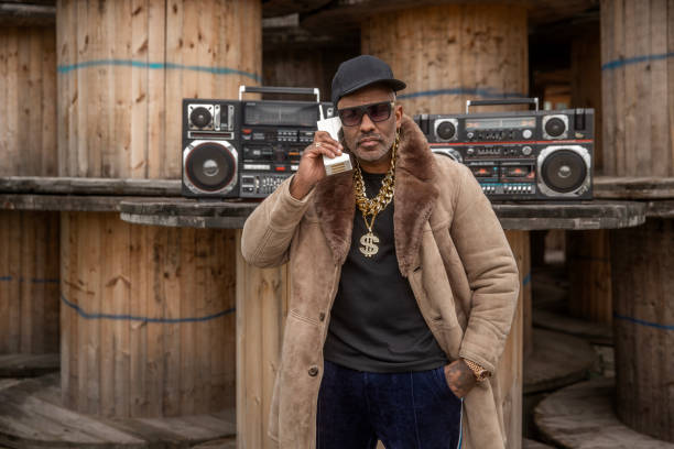 istock 1980s style Handsome black man with boombox 2185154680