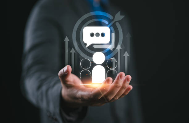 istock Businessman holding virtual target customer icon for customer focus group and Targeting customer concept. Digital marketing online, CRM, Data exchanges development and customer service. 2185159220
