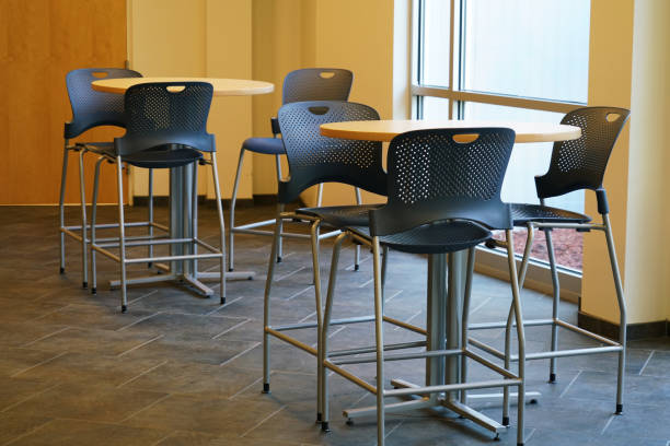 istock Chair and table in cafe in office lobby 2185159383