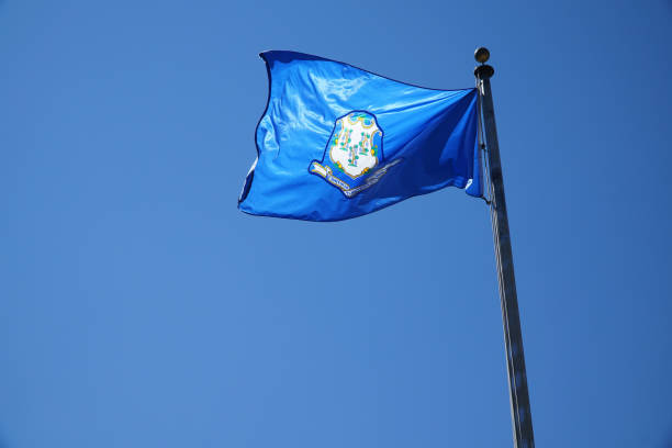 istock Connecticut flag waving on the pole in the wind 2185159534