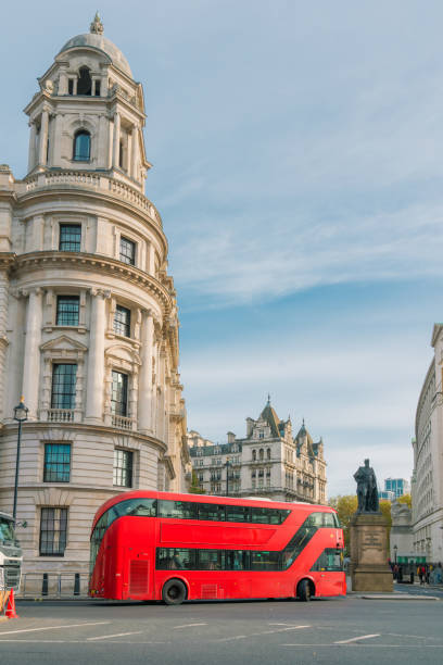 istock Red double-decker bus on streets of London, UK 2185160567