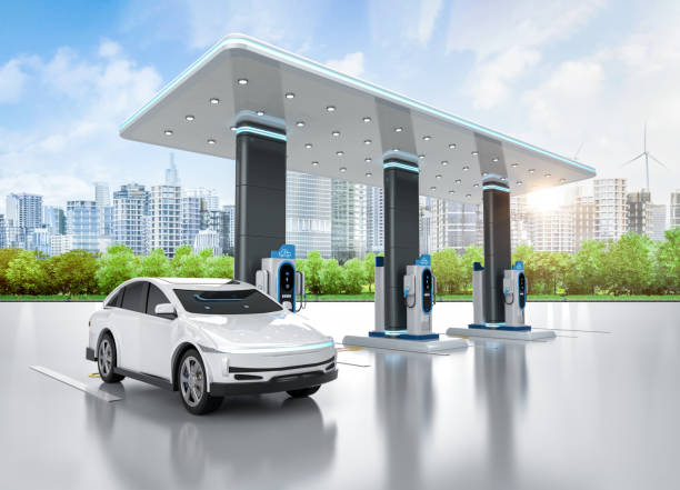 istock Ev car or electric vehicle plug in at recharging station 2185162340