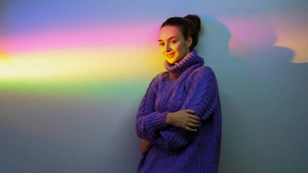 istock Rainbow mood art portrait girl blur gradient color 2185162664