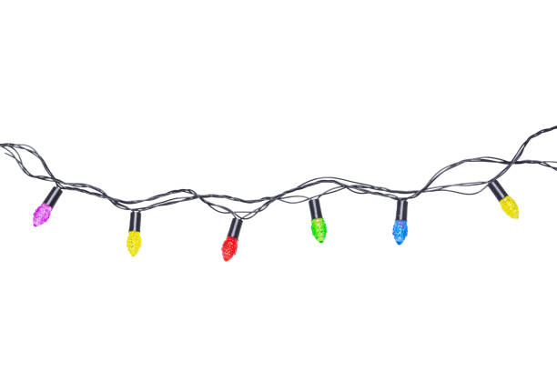 String of christmas lights isolated on white background With clipping path