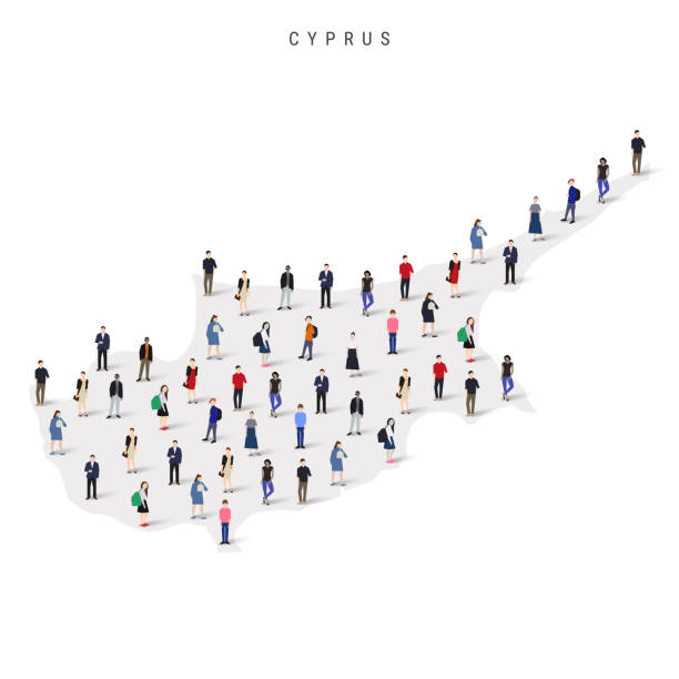 istock Cyprus population map. Large group of people in a shape of Cypriot map. Flat vector illustration isolated on white 2185175187