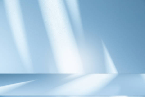 istock Studio style background wall decoration presentation uses white and blue tones. with shadows cast from a nearby window, concept creating a decorative 2185177638