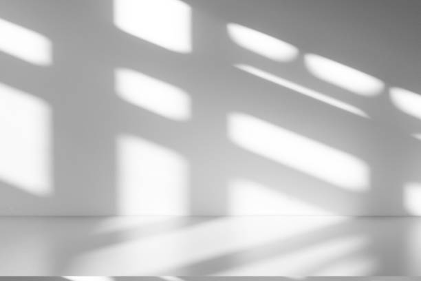 istock Wall interior background, studio and backdrops show products.with shadow from window color white . background for text insertion and presentation product 2185177657