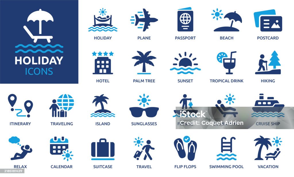 Ensemble d'icônes pour les vacances - clipart vectoriel de Icône libre de droits Ensemble d'icônes pour les vacances - clipart vectoriel de Icône libre de droits