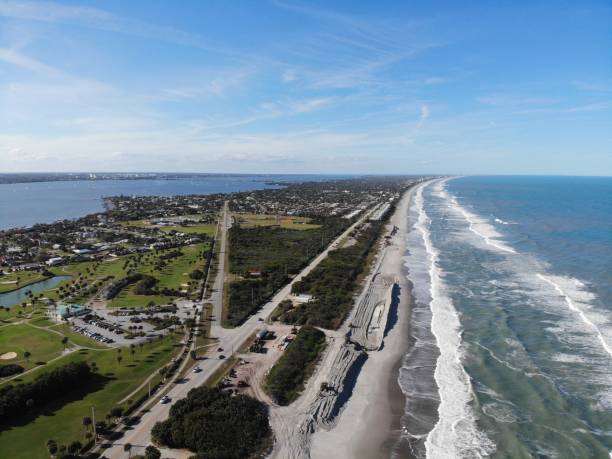 istock Breathtaking Drone Perspective of a Tranquil Beach and Ocean Horizon 2185182334