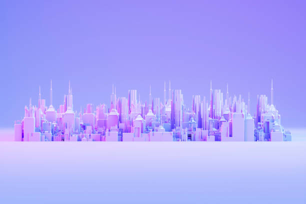 istock Smart city, futuristic cityscape with neon lighting 2185186082