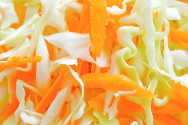 Coleslaw salad with carrot and cabbage. Food background.