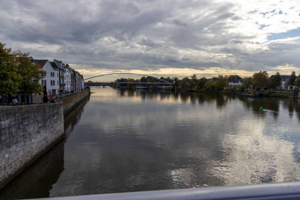 Maastricht, the Netherlands - October 25, 2024: The Meuse is the southernmost of the major rivers in the Netherlands, passing through Maastricht.
