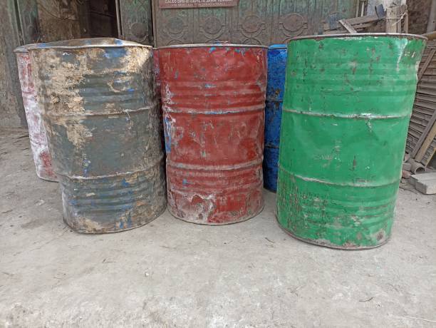 istock Dirty oil drum. Some drums are dirty 2185190894