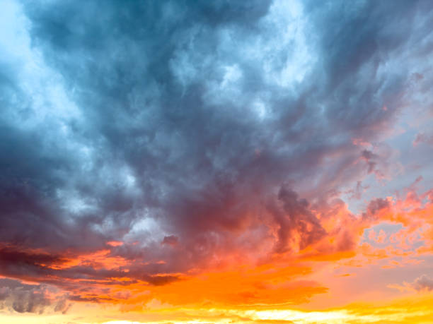 istock A beautiful sunset with a blue sky and orange clouds 2185194005