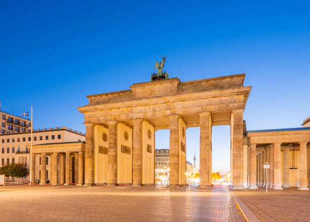 istock The Brandenburg Gate in Berlin at Twilight, Germany 2185194025