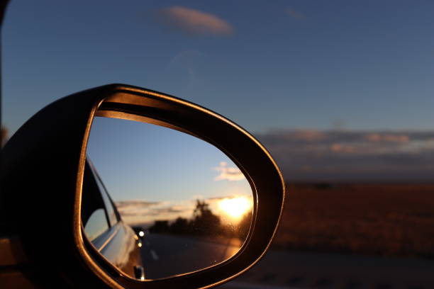 Landscape photo from a car mirror