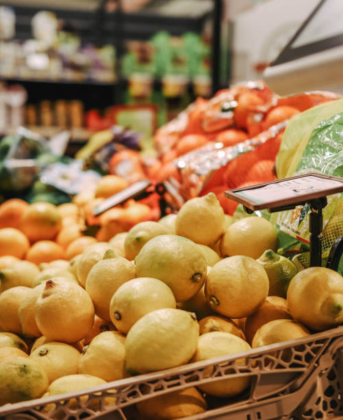 istock Lemons and oranges in supermarket 2185197923