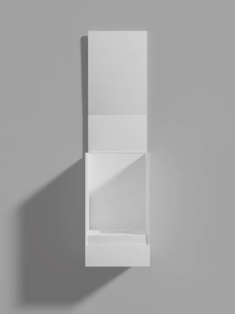istock Front view of tall luxury box mockup, empty design swing-open rigid paper box mockup lay flat on background, slim luxury box packaging container, premium gift box storage, flip-open paper box 2185200710