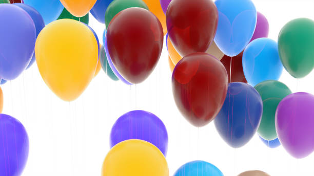 istock Bright and Colorful Balloons Floating Against a Clean White Background 2185207614