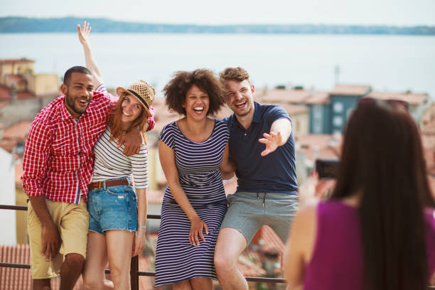 istock Tourists friends posing for a photo 2185207796