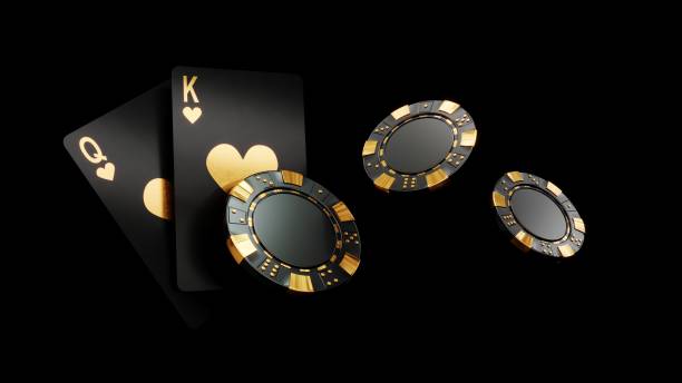 istock Casino chips, cubes, roulette, drum  on dark black background - 3d render. 2185208396