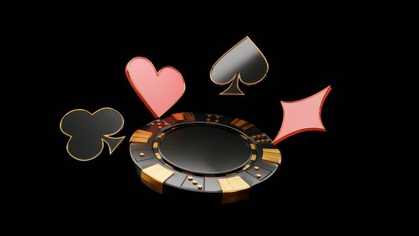 istock Casino chips, cubes, roulette, drum  on dark black background - 3d render. 2185208408
